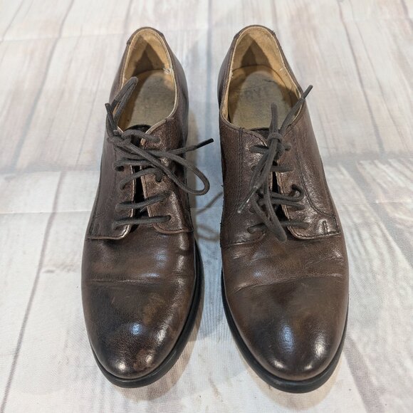 Frye Brown Leather Lace-Up Oxford Shoes Women Sz 7B - Picture 1 of 11